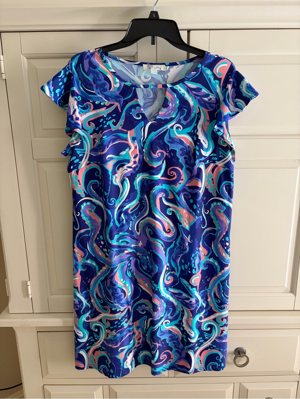 Aryeh Navy Multi-Color Swirl Midi Dress